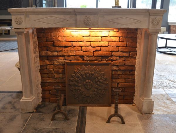 Antique French Limestone Fireplace With Columns