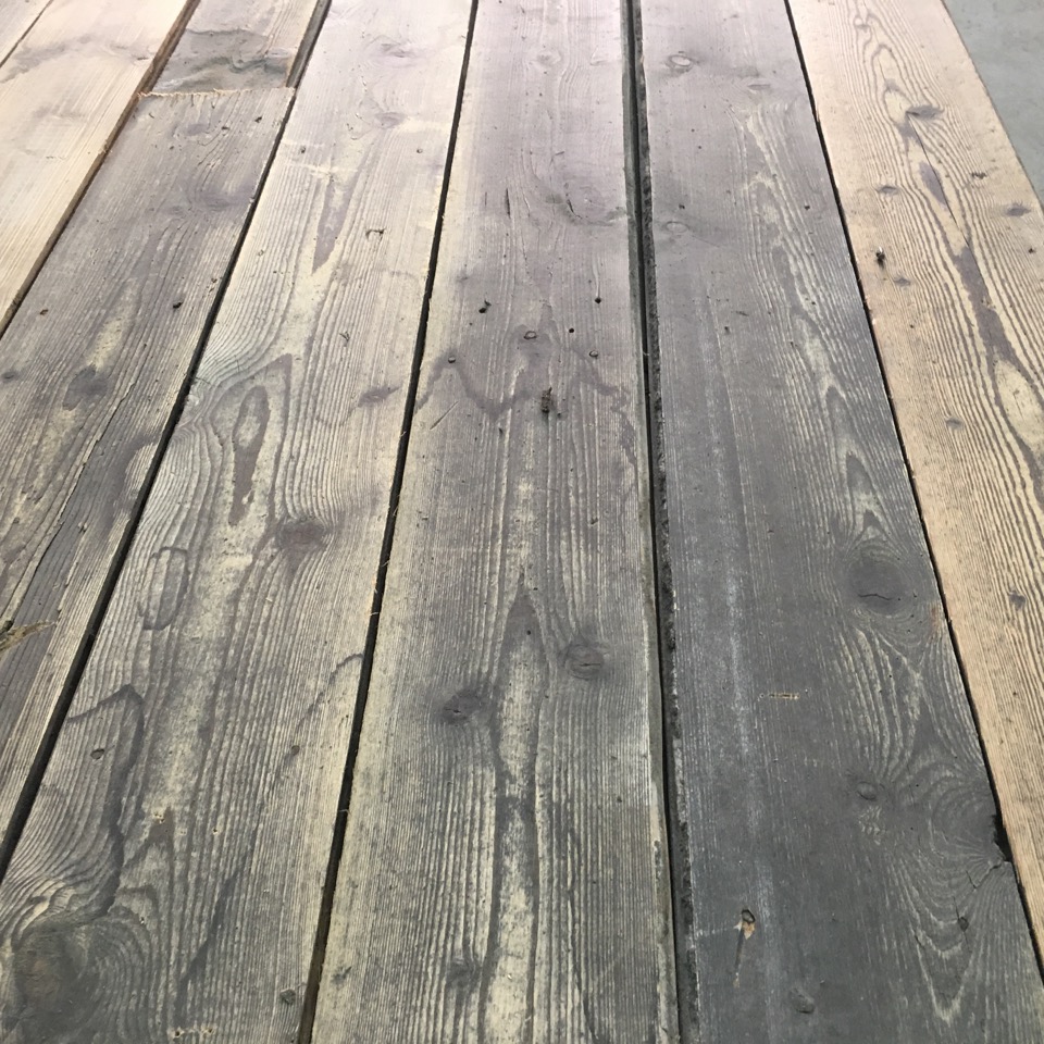 Reclaimed antique pine floorboards in old grey colour