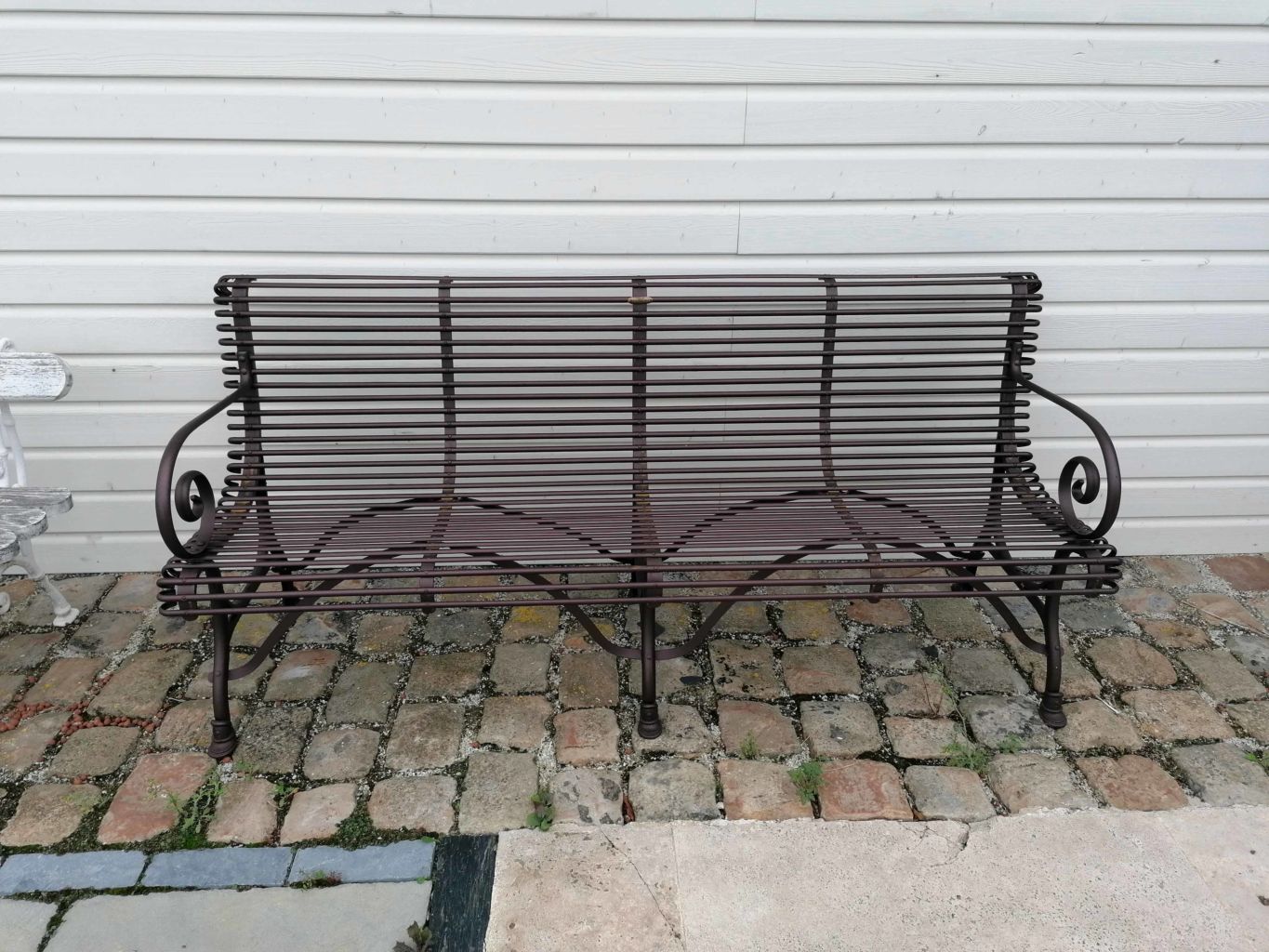 Classic Metal Bench 4 Seats BCA Antique Materials   Antique Metal Bench 4 Seats Salvage 