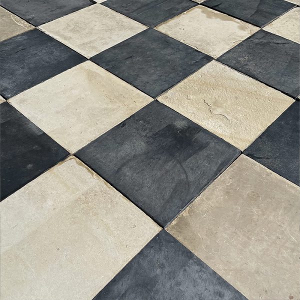 Contrast stone checkered paving