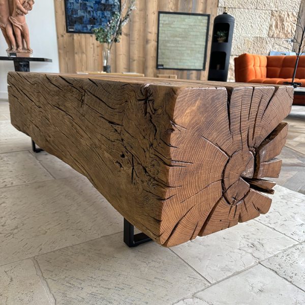 bench made from old oak beam