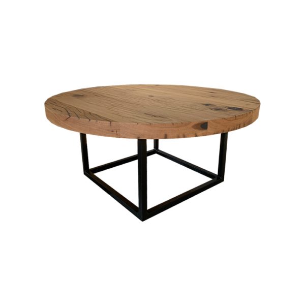 circular coffee table in reclaimed oak