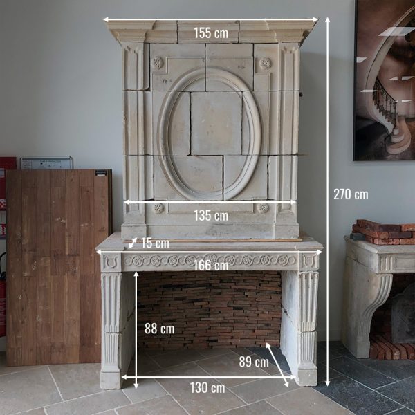 dimensions of antique fireplace with overmantel