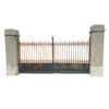 Massive stone gateway with double French gates