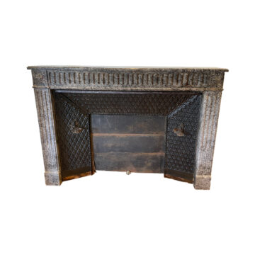 antique grey marble fireplace in Louis XVI style