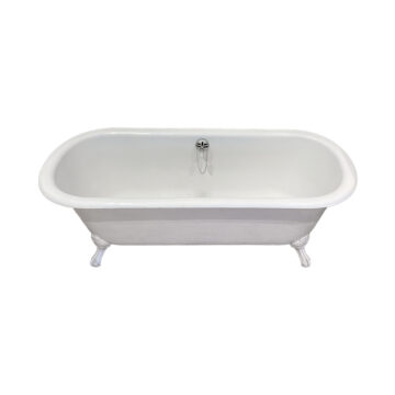 vintage white enamelled iron bathtub with cast iron feet